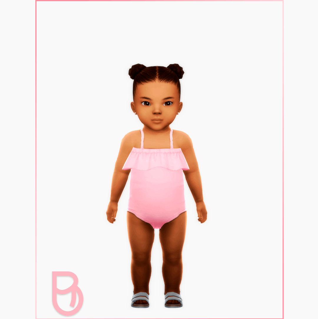 Pink Coconuts infant swimsuit with a frilled neckline by Boschiana CC