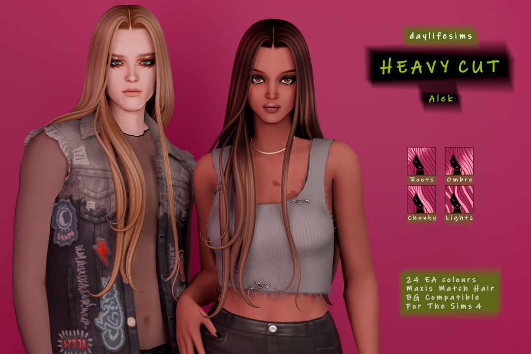 Daylife Sims Heavy Cut Set — Alek official Sims 4 hair CC preview