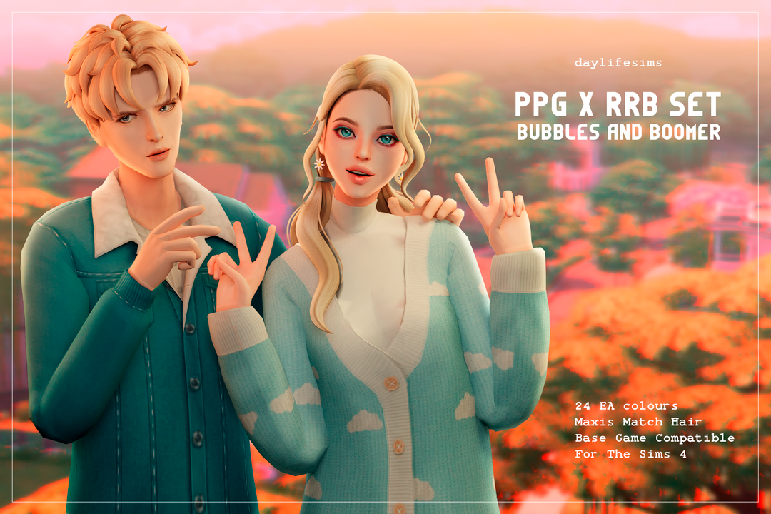 Daylife Sims PPG x RRB Set — Bubbles & Boomer official Sims 4 hair CC preview