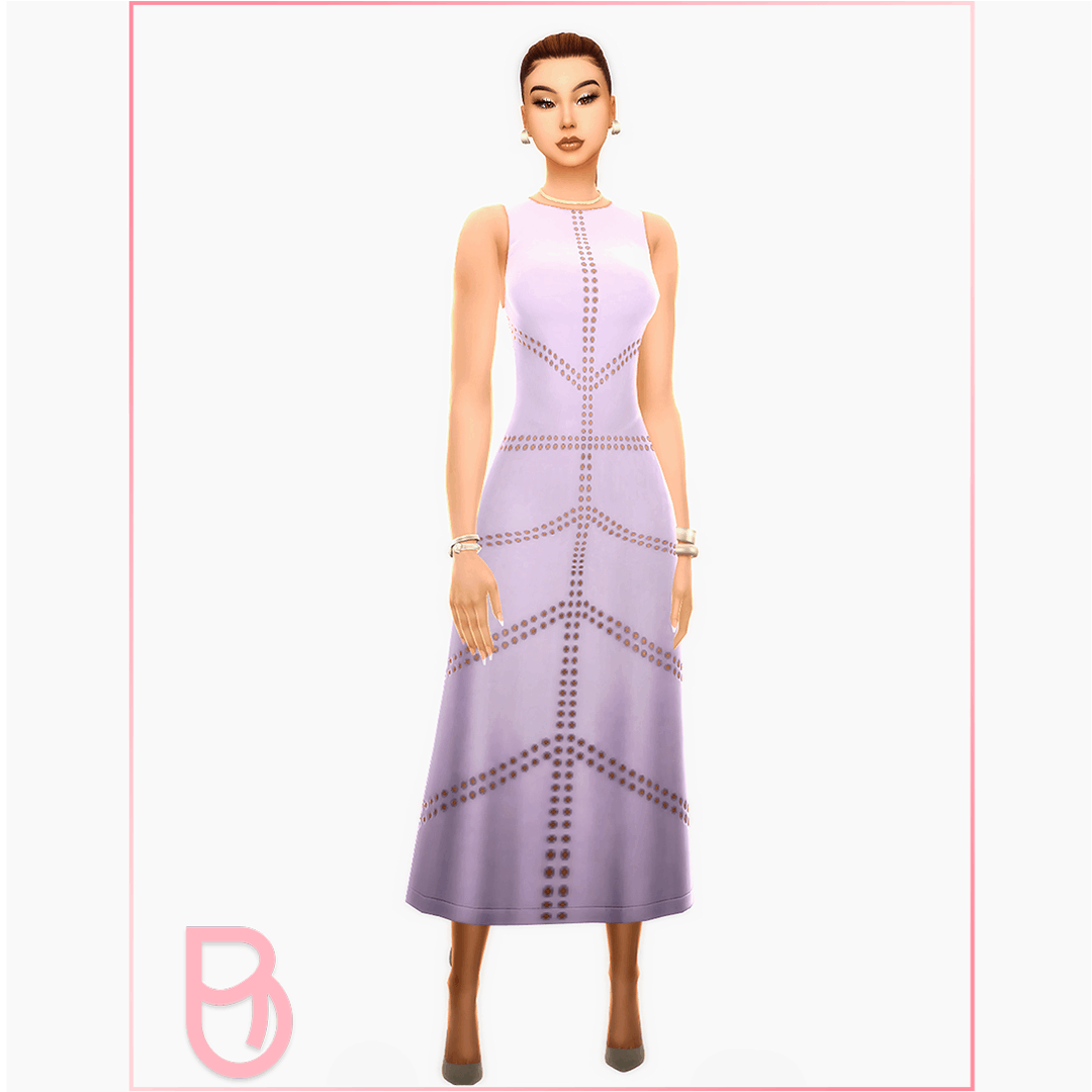 Eva Dress Circles in pale lavender by Boschiana CC for The Sims 4