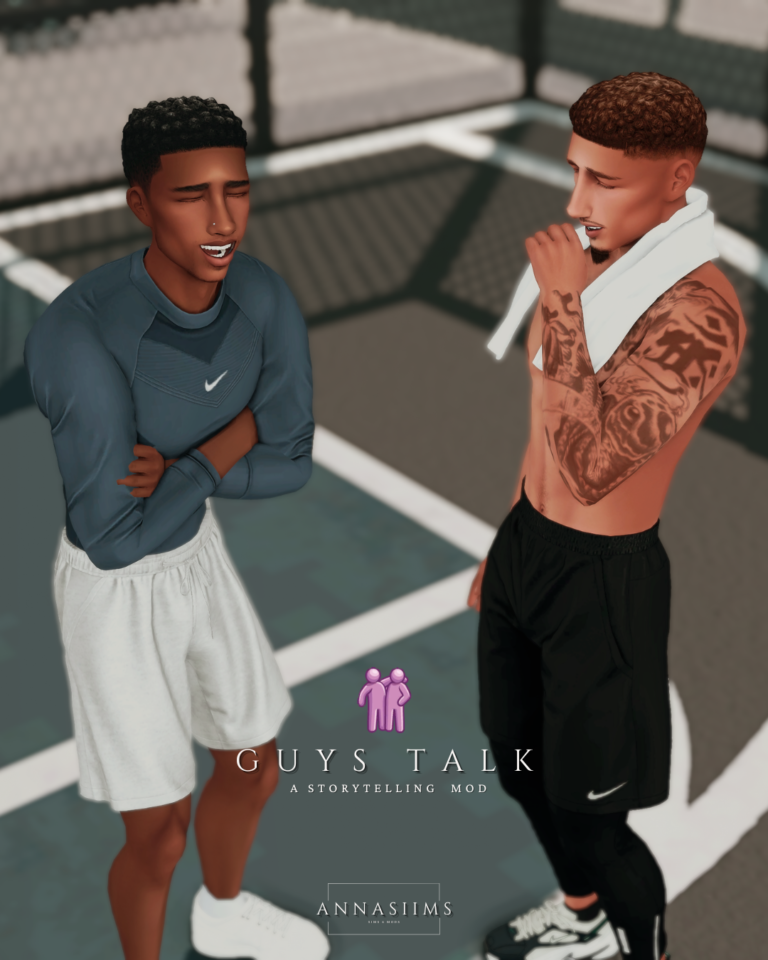 Official Guys Talk mod preview featuring male Sims, by Annasiims and bunssims