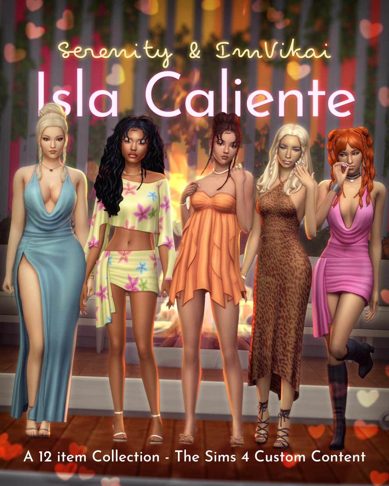 Isla Caliente official Sims 4 CC collection preview by Serenity & ImVikai