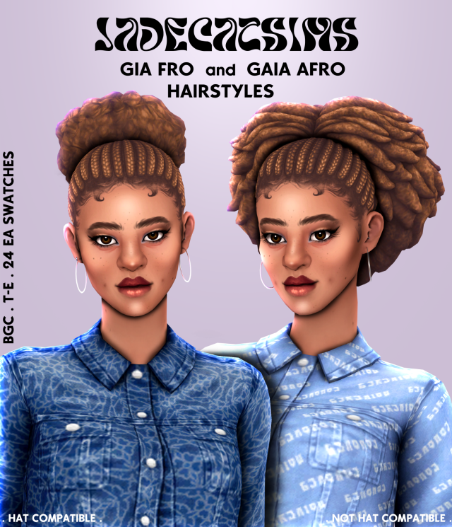 Official JadecatSims GIA FRO and GAIA AFRO Hairstyles preview for The Sims 4