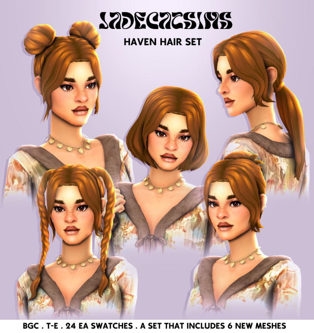 Official JadecatSims HAVEN HAIR SET preview for The Sims 4