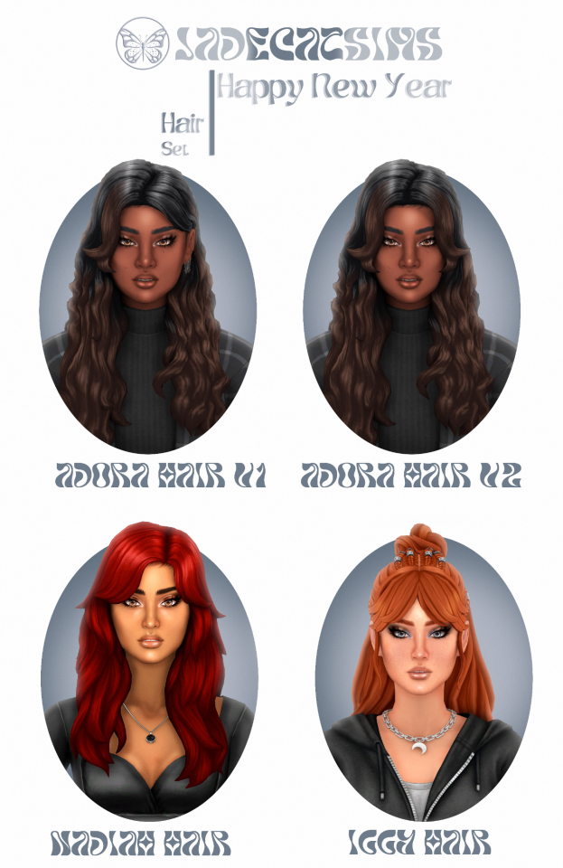 Official JadecatSims Happy New Year Hair Set preview for The Sims 4
