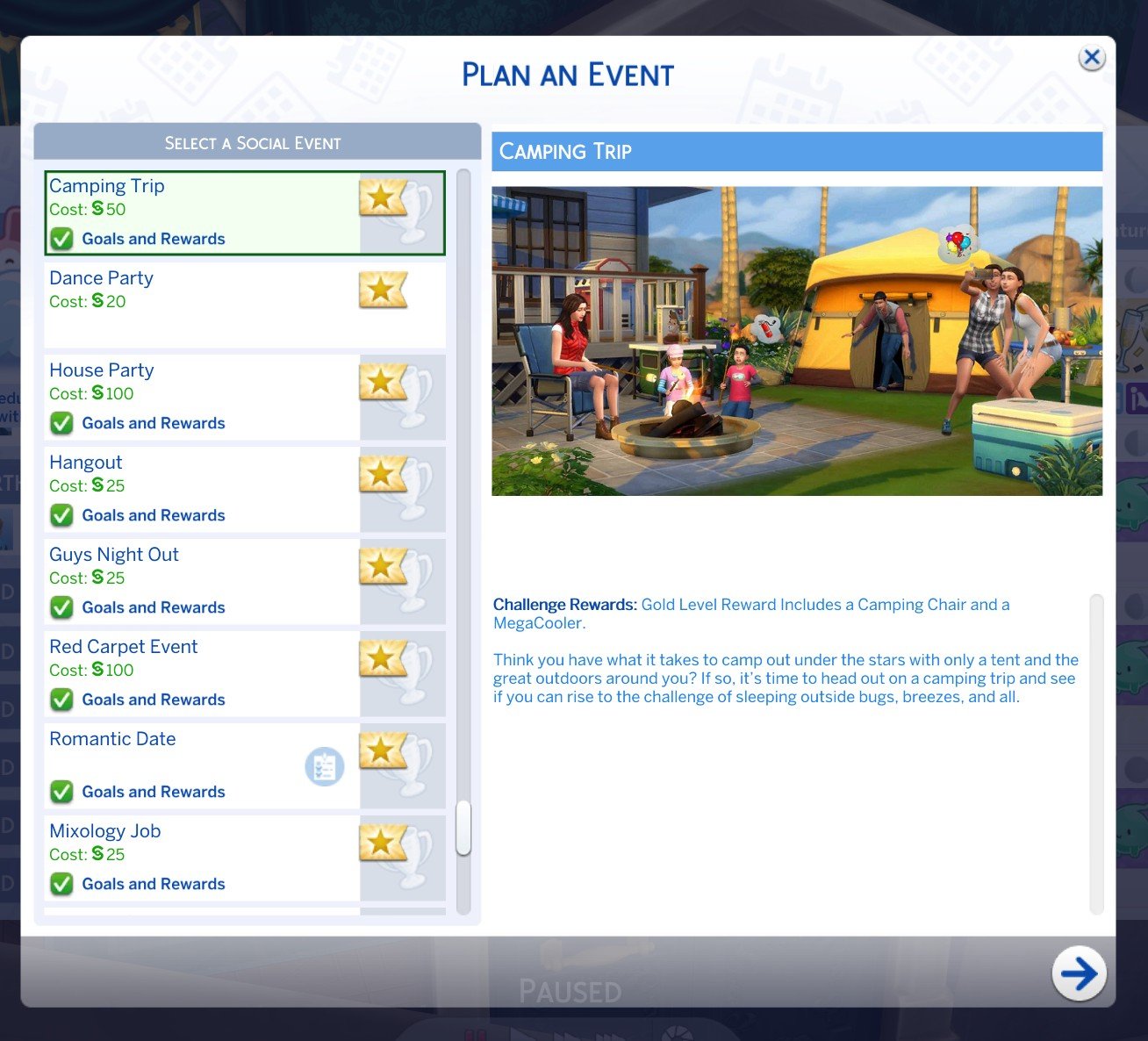 KiaraSims4Mods Camping Trip Event official preview and goals