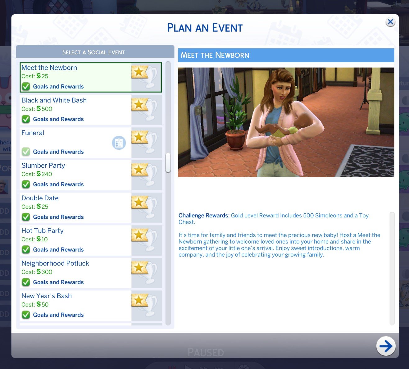 KiaraSims4Mods Meet the Newborn Event official preview and goals