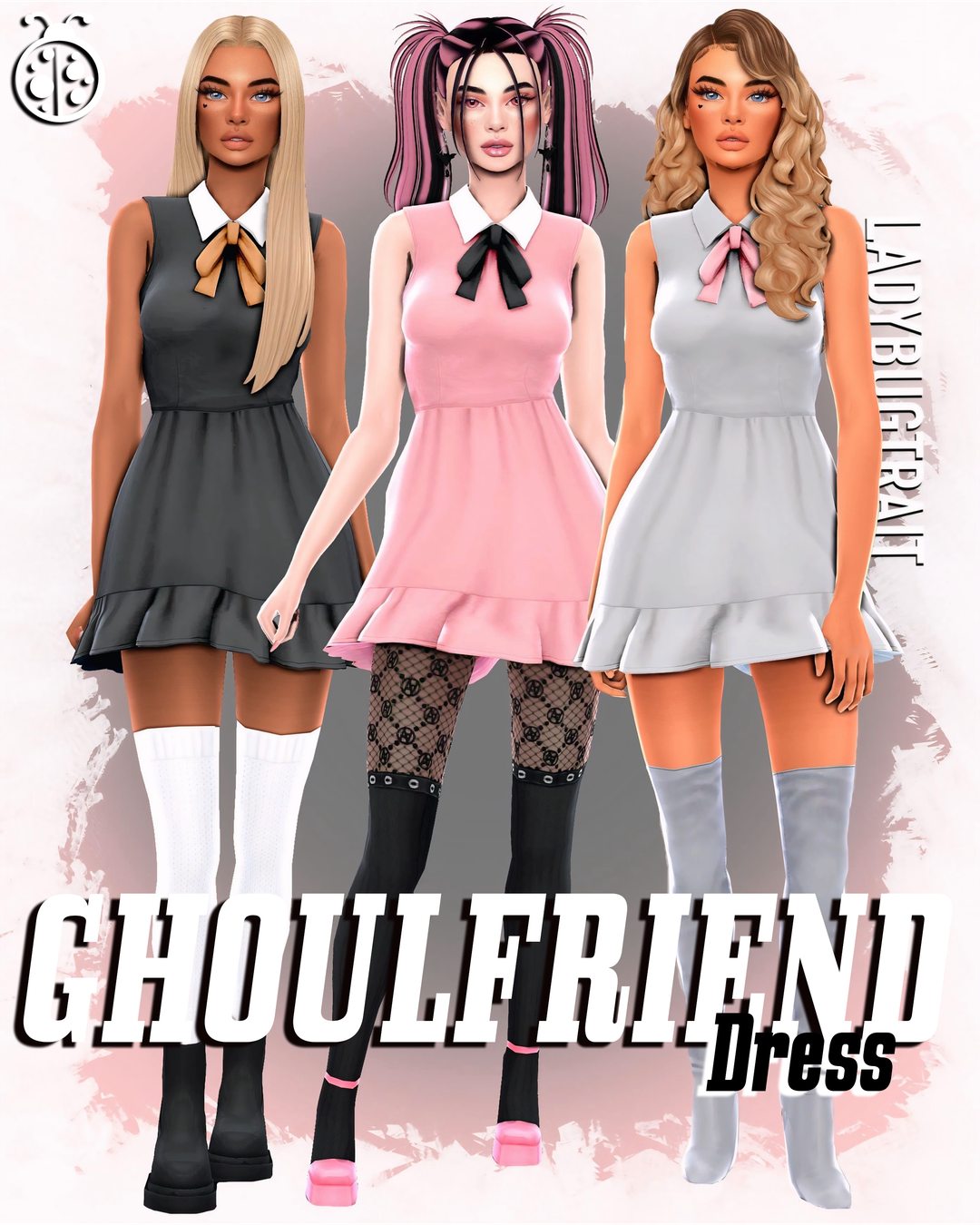 Official Ladybugtrait Ghoulfriend Dress clothing preview for The Sims 4