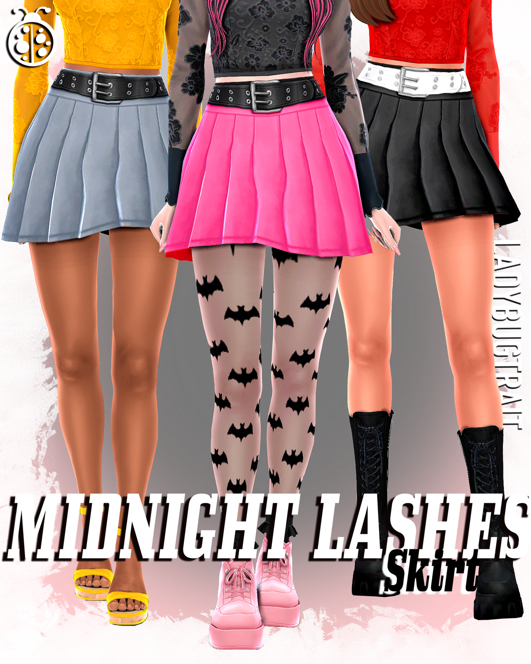 Official Ladybugtrait Midnight Lashes Skirt clothing preview for The Sims 4