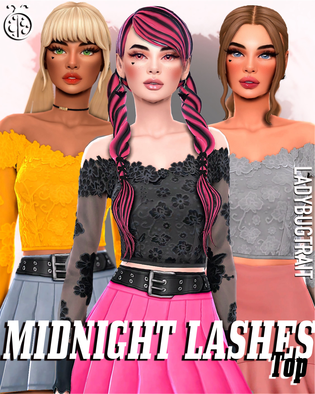 Official Ladybugtrait Midnight Lashes Top clothing preview for The Sims 4