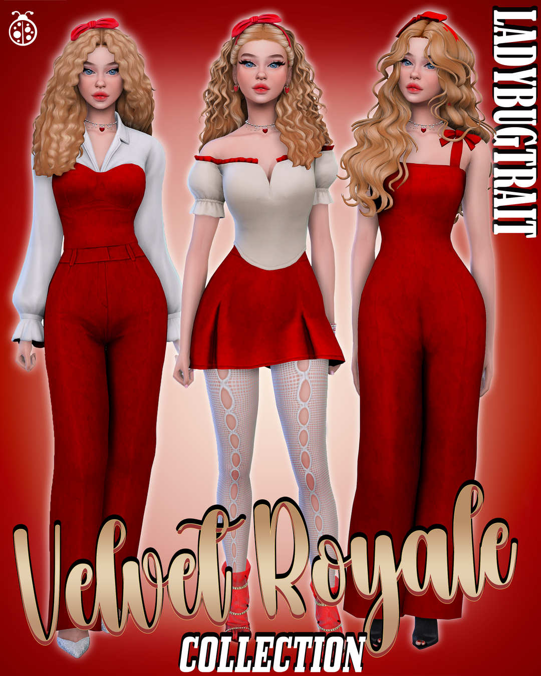 Official Ladybugtrait Velvet Royale Collection clothing preview for The Sims 4