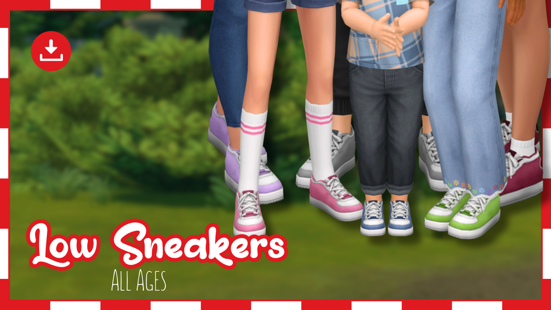 PowLuna Low Sneakers color options for Sims of all ages
