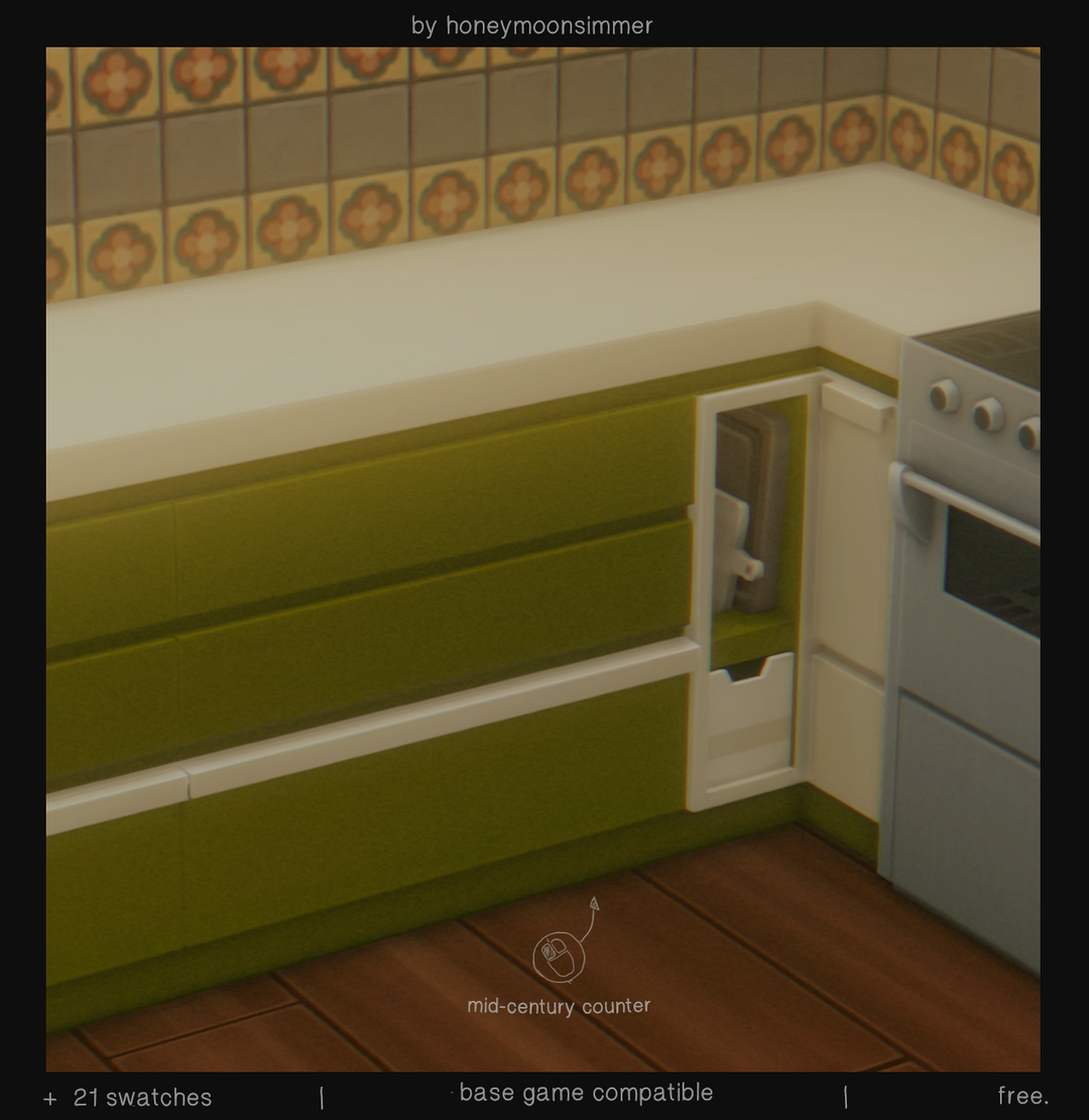 Mid-century kitchen counter recolors by honeymoonsimmer