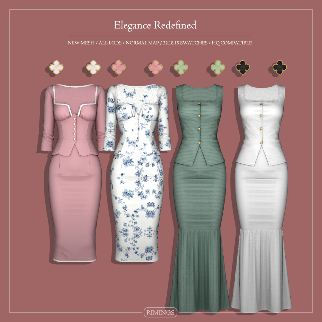 RIMINGS Elegance Redefined Sims 4 clothing collection official preview