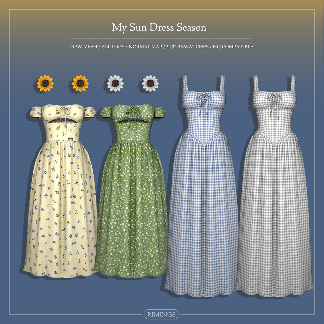 RIMINGS My Sun Dress Season Sims 4 clothing and accessories preview