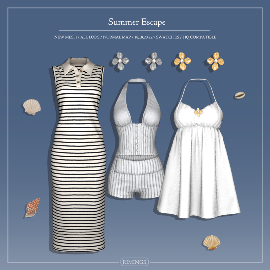 RIMINGS Summer Escape Sims 4 clothing collection official preview