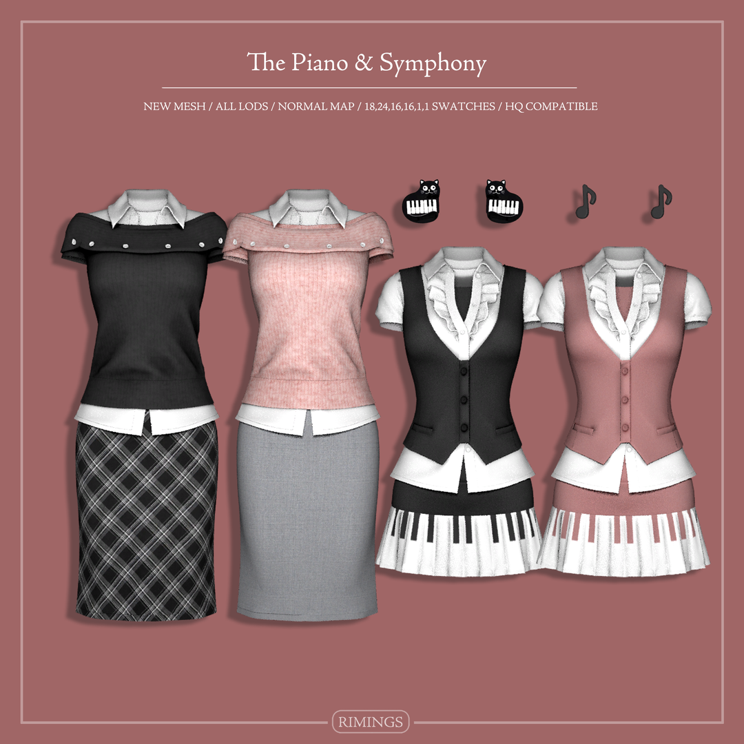 RIMINGS The Piano & Symphony Sims 4 clothing and accessories preview