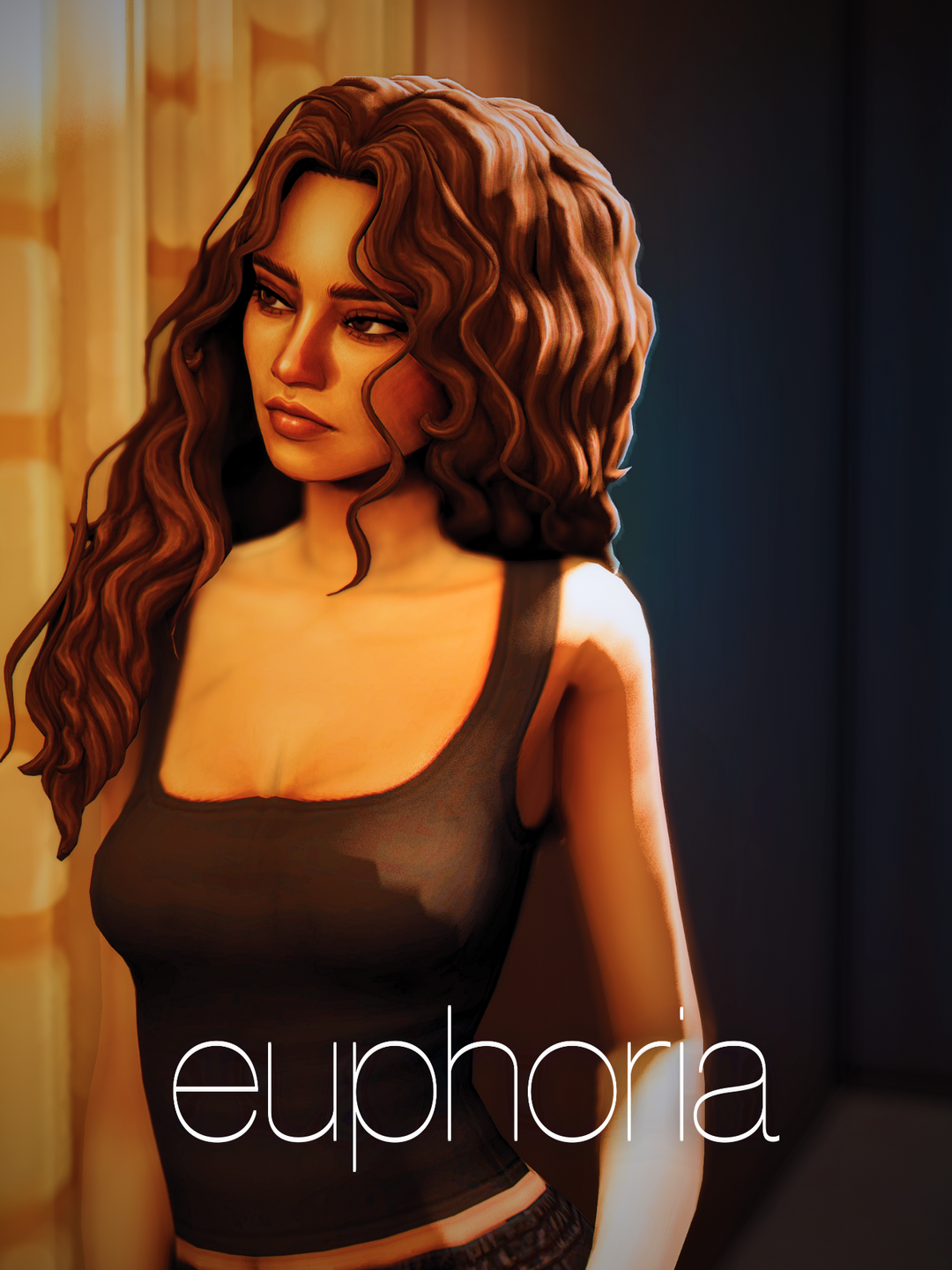 Ratinher's Euphoria Sims 4 preview featuring Rue and Maddy inspired clothing recolors