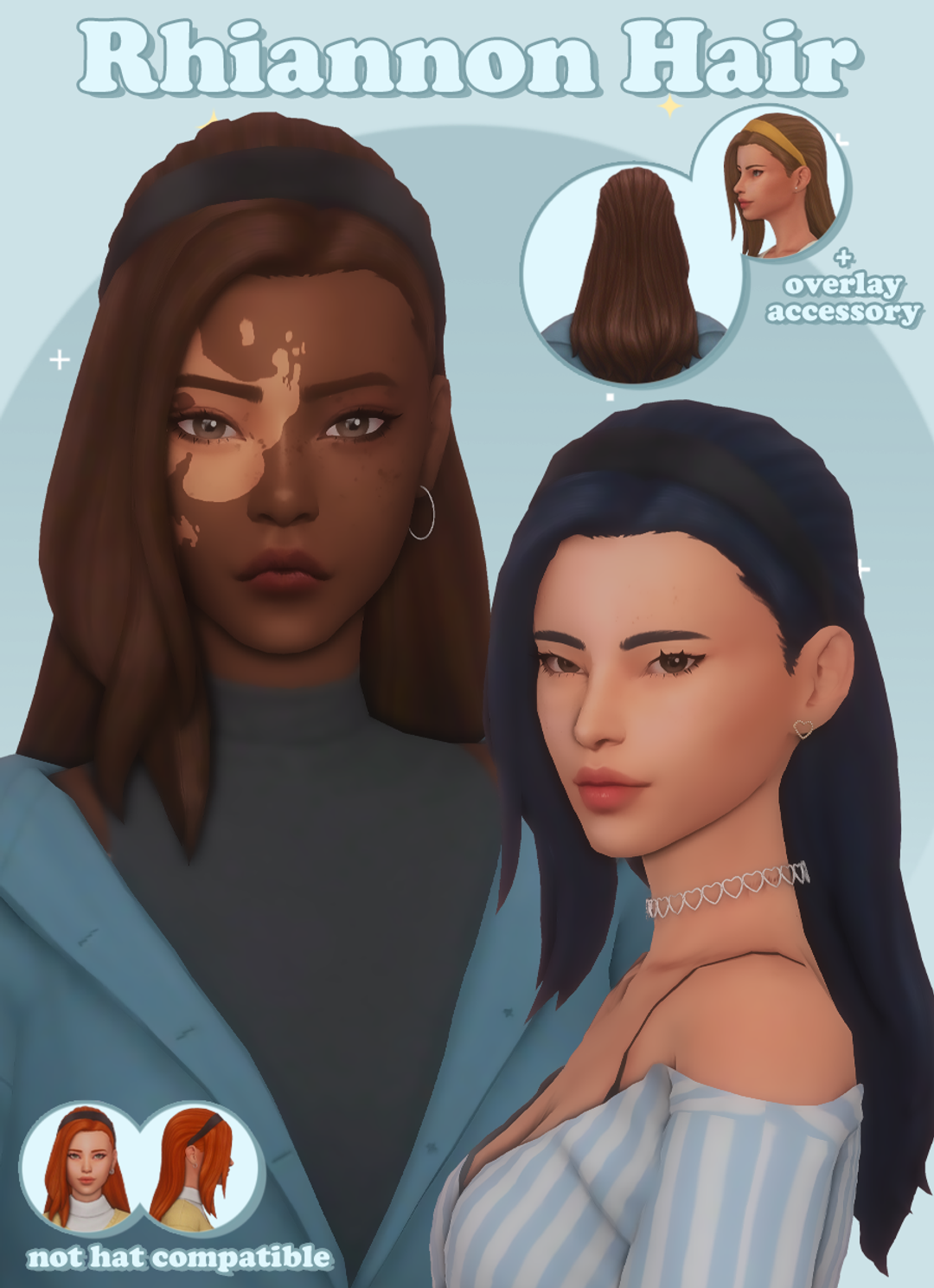 Rhiannon slicked back hairstyle with headband by simancholy for The Sims 4