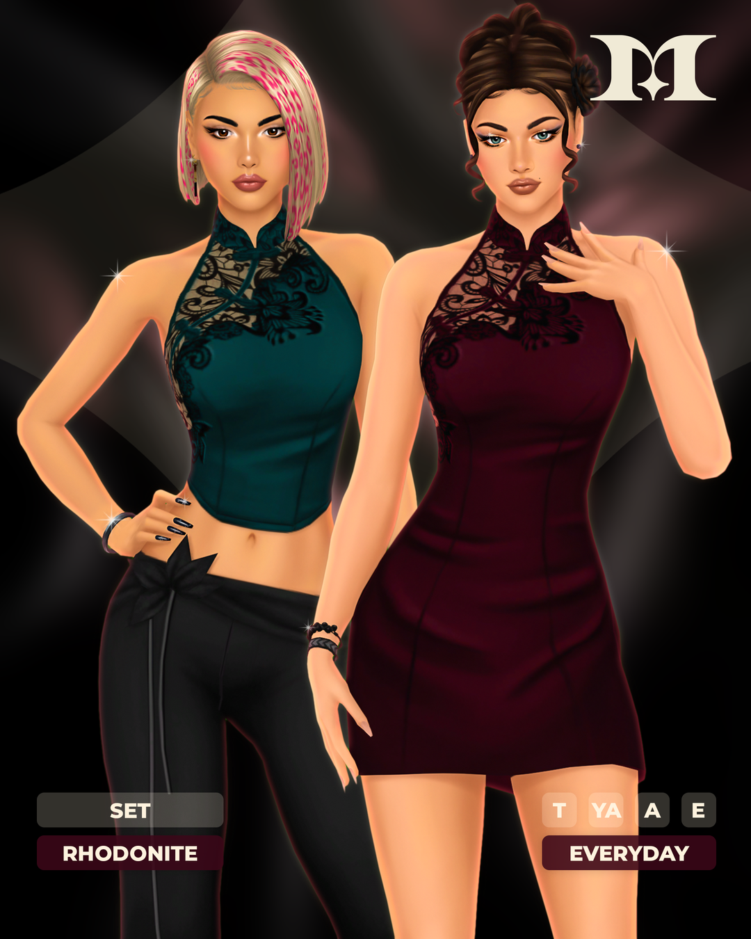 Millian Rhodonite top and dress official Sims 4 collection preview