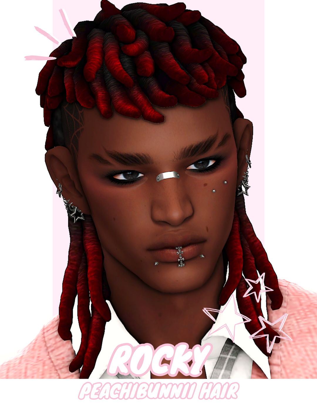 Rocky textured hairstyle and shaved undercut by Peachibunnii for The Sims 4