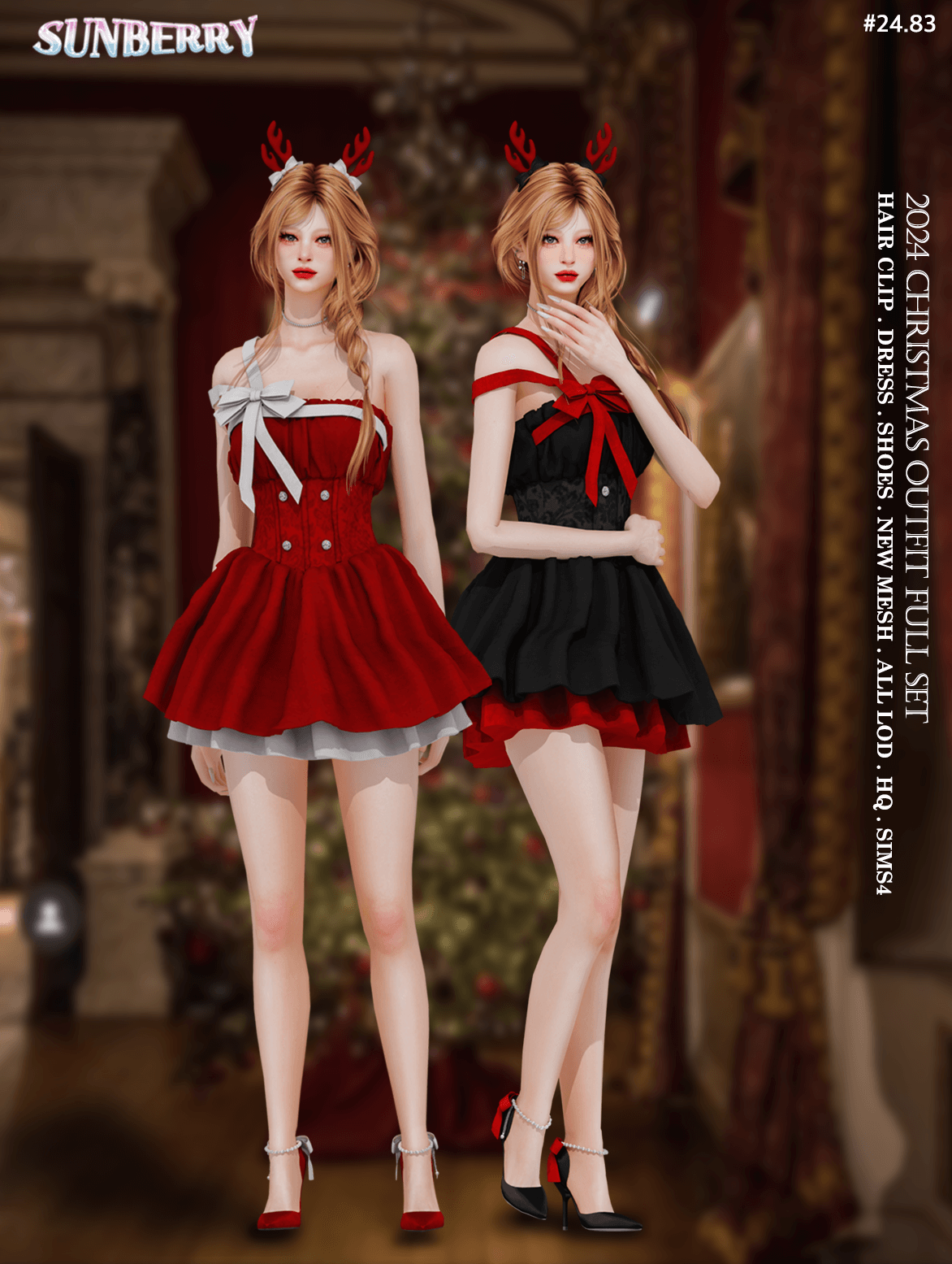 SUNBERRY Christmas Outfit Full Set Sims 4 custom content preview