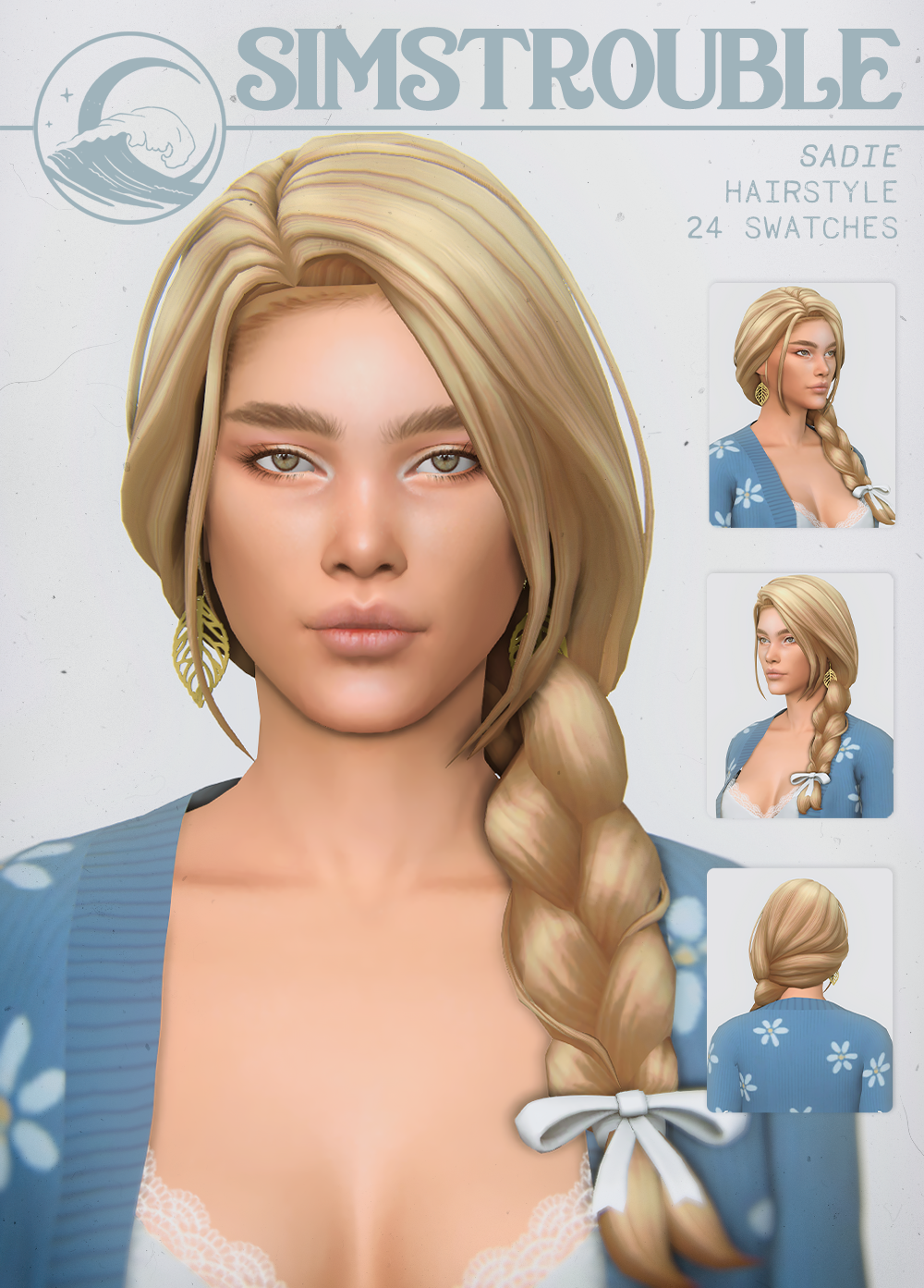 Sadie Hair official Sims 4 preview by Simstrouble
