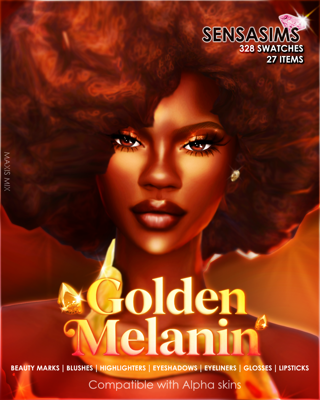 Golden Melanin Makeup Collection by SensaSims official Sims 4 preview