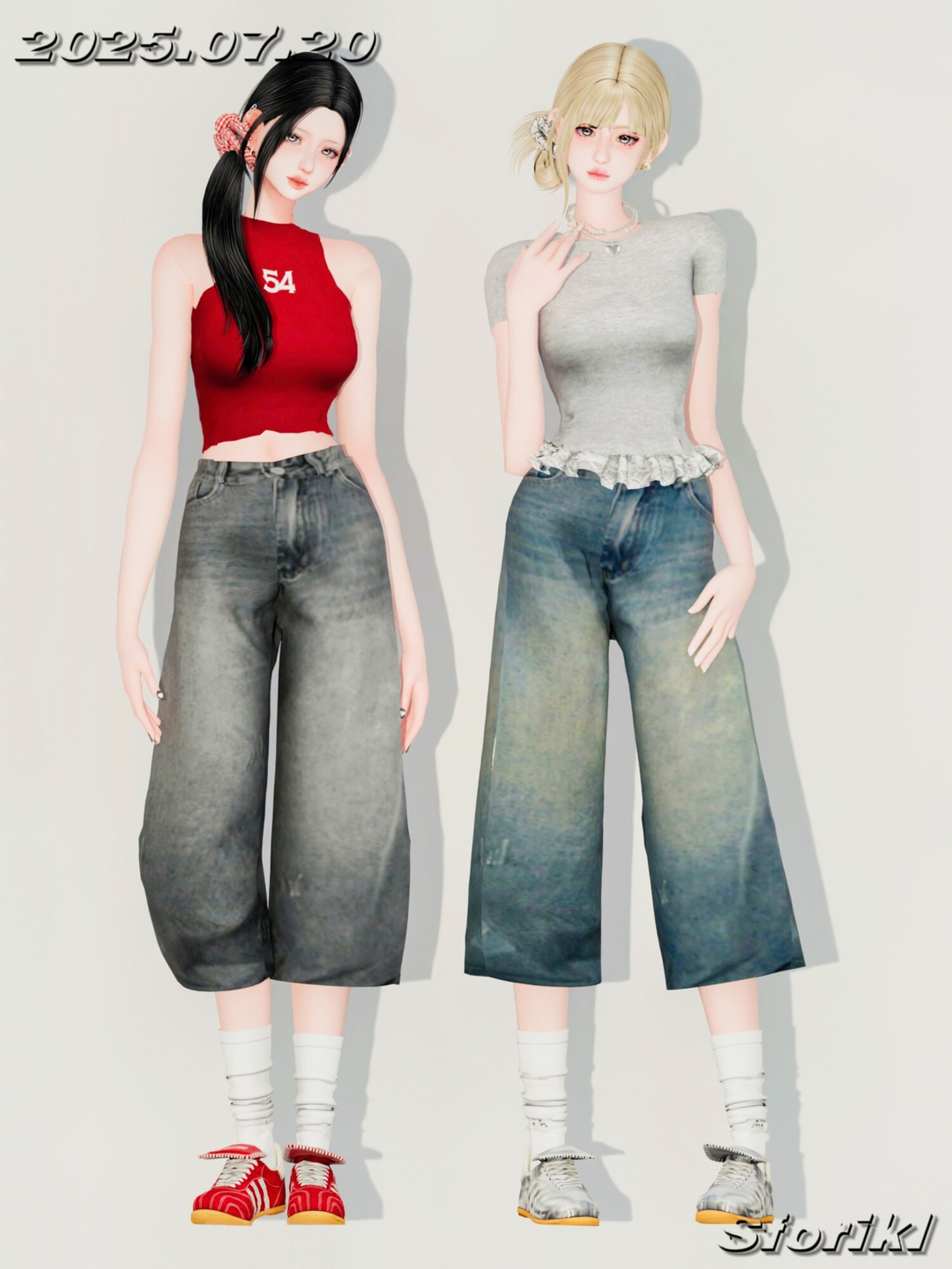 Sforikl Tops-01 + Denim Pants Sims 4 CC official preview