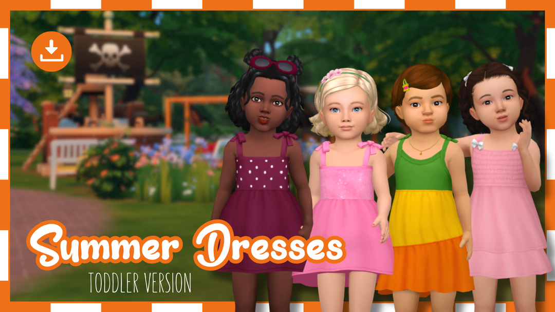PowLuna summer dress collection for toddler Sims