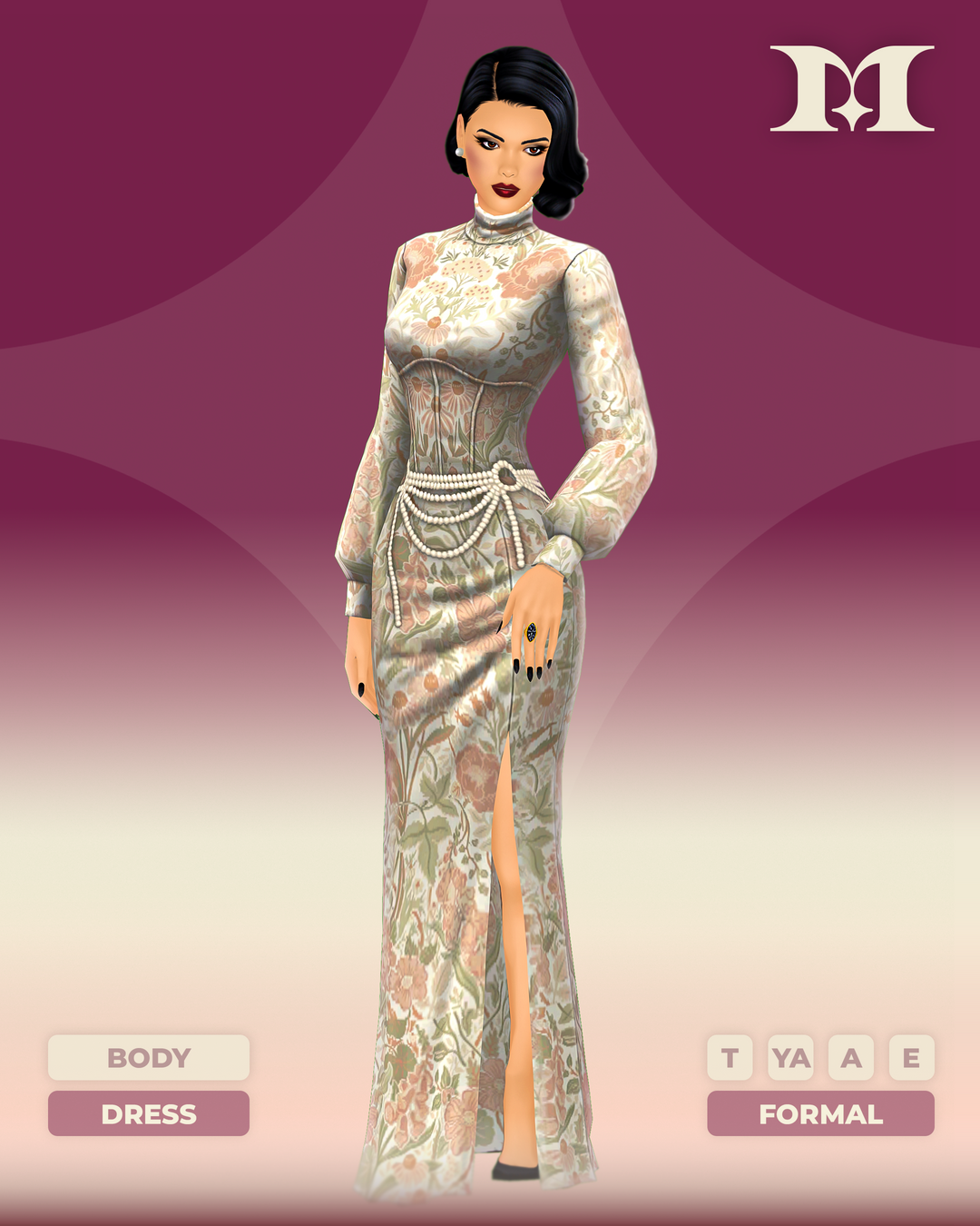 The Courtier’s Secret formal gown by Millian for The Sims 4