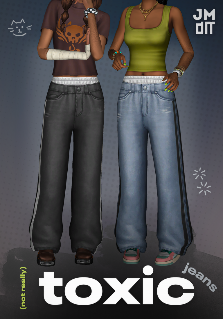 Toxic Jeans clothing CC by Jellymoo for The Sims 4