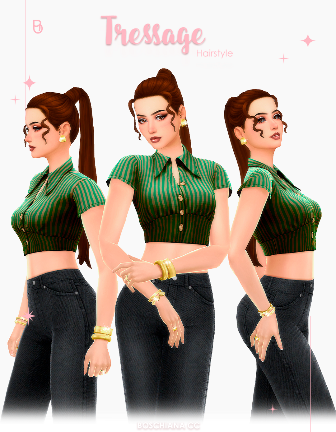 Tressage ponytail hairstyle in three versions by Boschiana CC