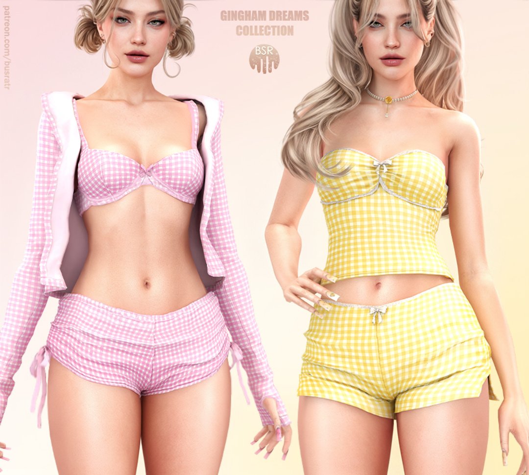 busra-tr Gingham Dreams Collection Sims 4 CC official preview