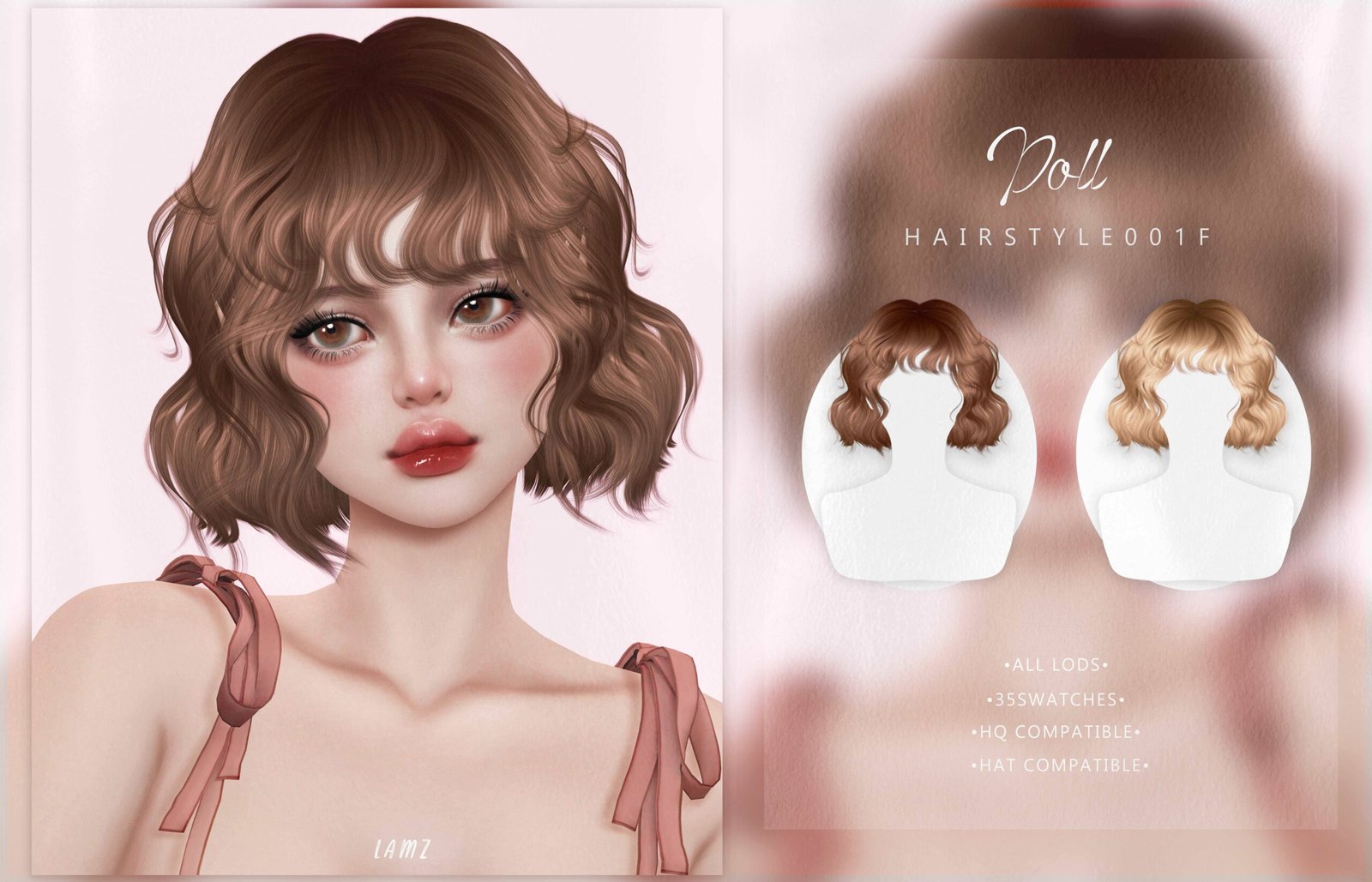 Doll Hairstyle Sims 4 CC by LAMZ