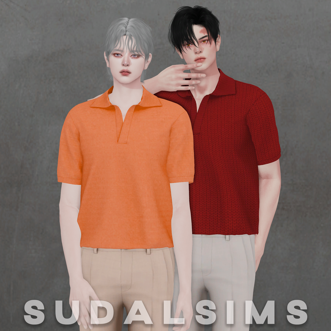 sudal - sims Collar T-Shirt & Casual Pant Sims 4 CC official preview