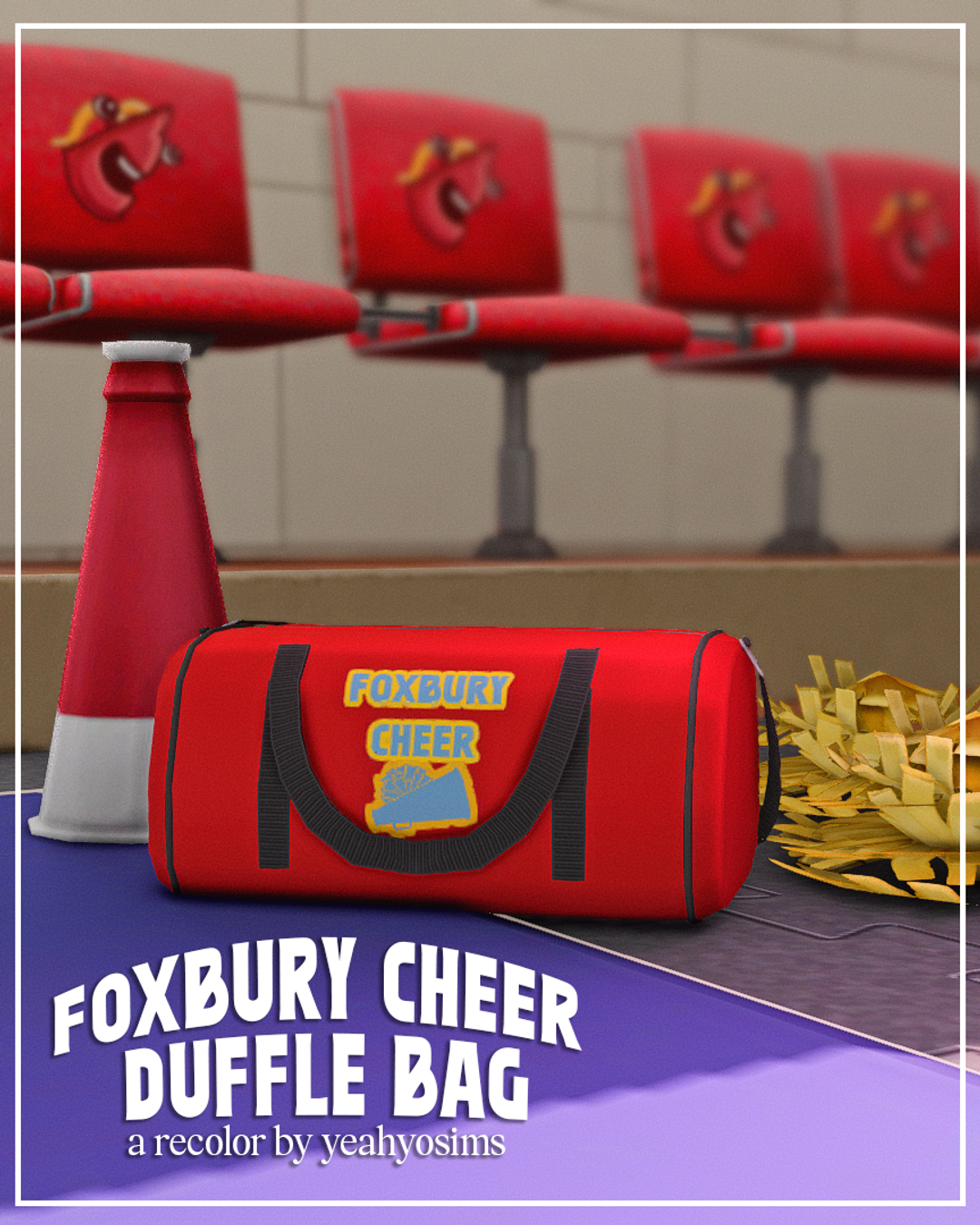 Foxbury Cheer Duffle Bag by yeahyosims for The Sims 4